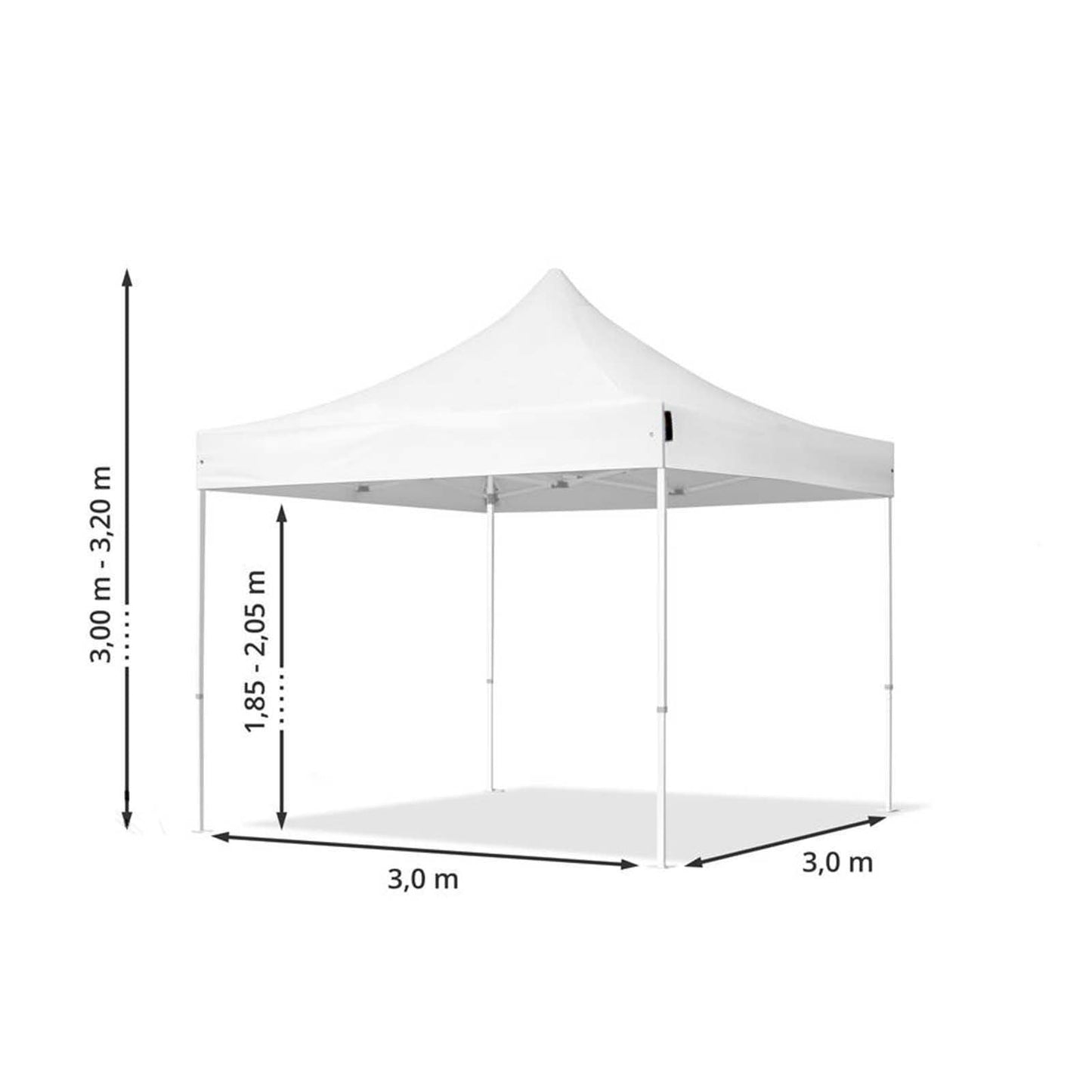 Pavillon Budget 3x3m mit 4 Seitenwänden